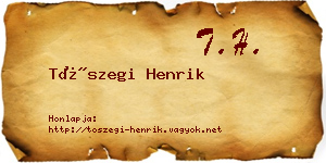 Tószegi Henrik névjegykártya